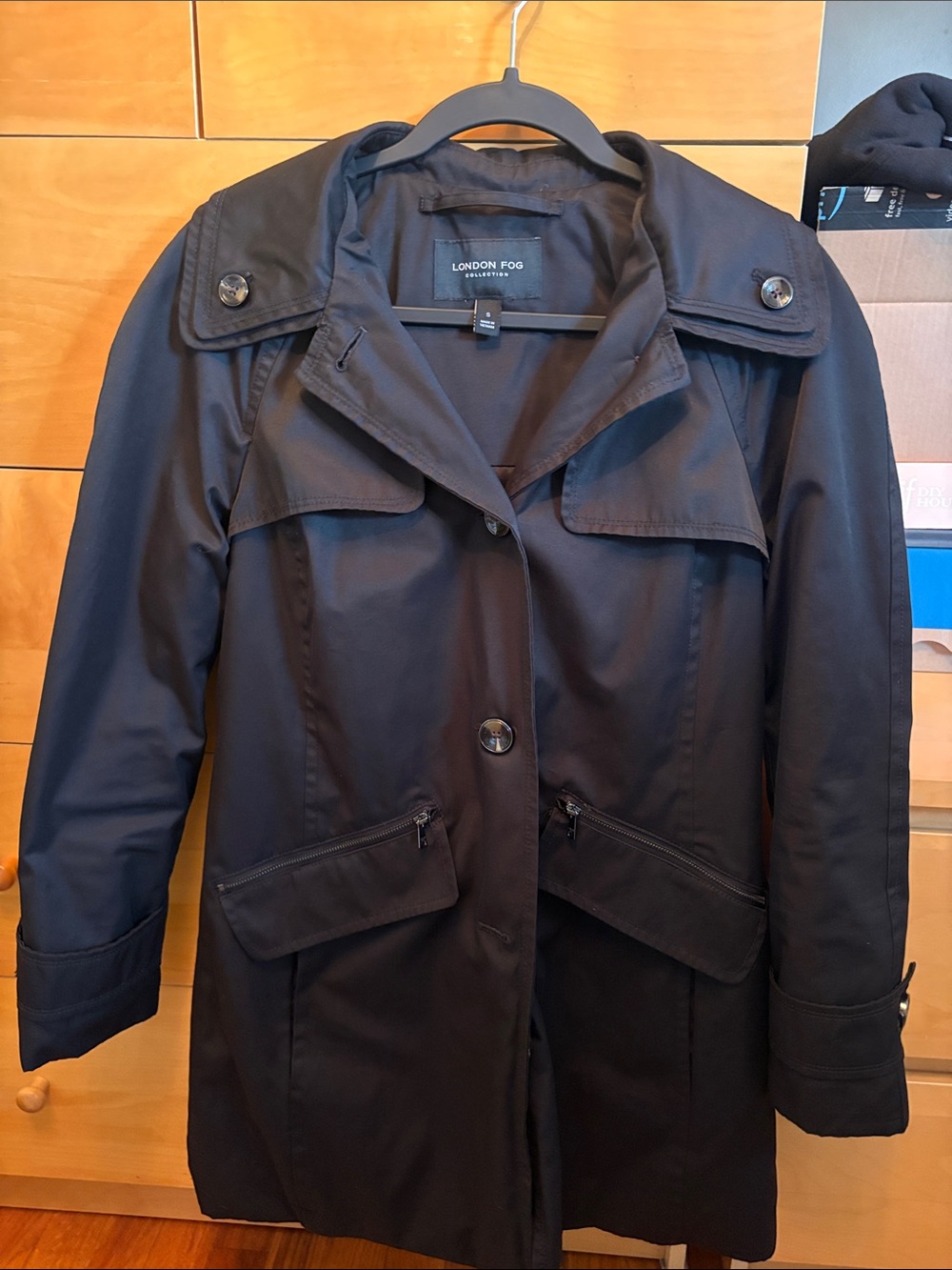 London Fog Black Women's Trench Coat with Epaulets